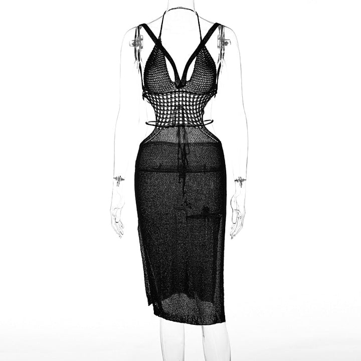 Levoire | Robe Midi Sans Manches Avec Ouverture Au Crochet Et Fente Latérale