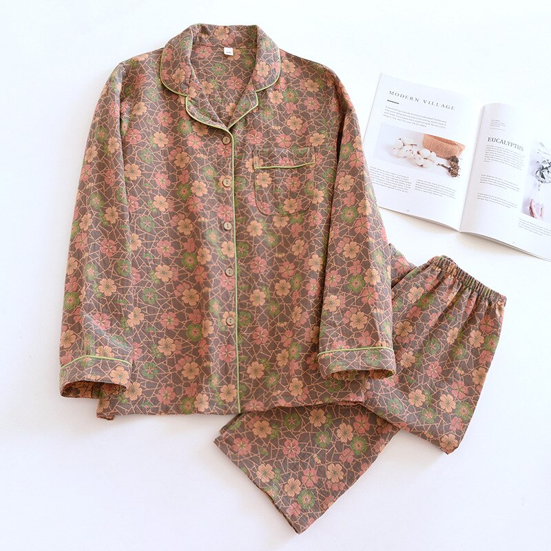 Levoire | Pyjama Complet En Crêpe De Coton Braun