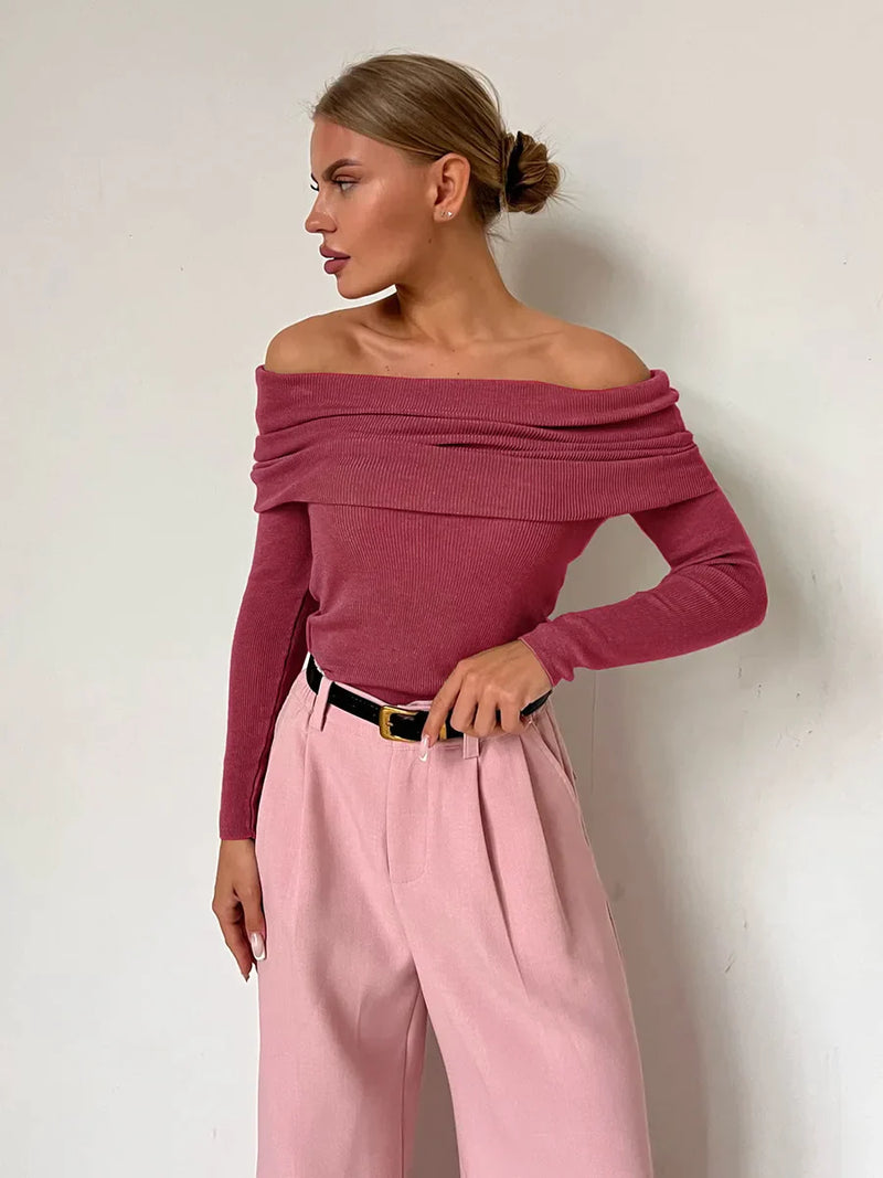 Levoire | Off Shoulder Pull Femme Parfait Pour Des Looks Tendance Rot