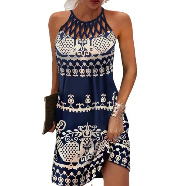 Levoire | Robe D'Été À Dos Nu Pour Femmes Bleu