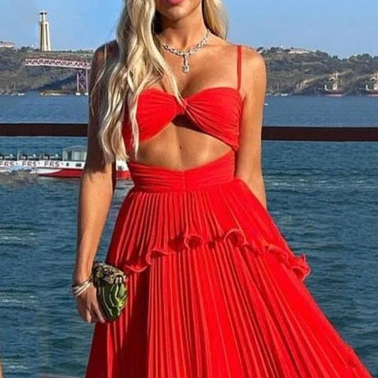 Levoire | Sans Manches Robe Plissée Maxi À Ventre Creux