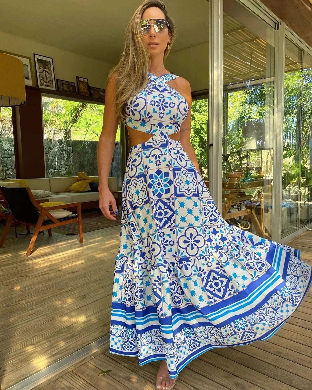 Levoire | Robe Imprimée Style Boho Bleu