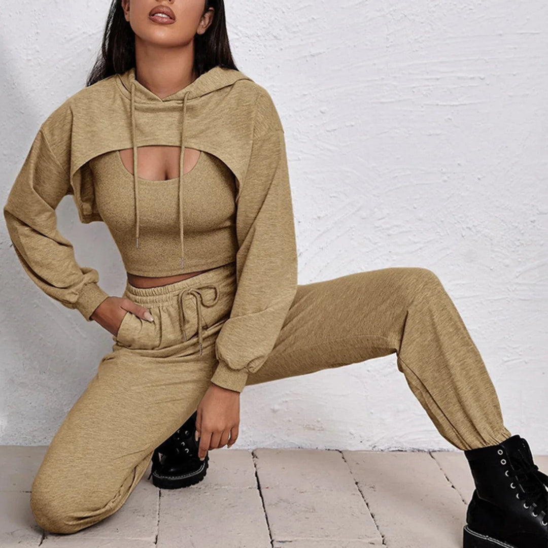 Levoire | Ensembles De Vêtements De Sport 3 Pièces Décontractés Pour Femmes Braun