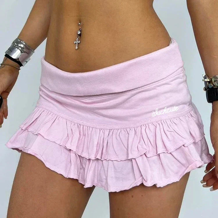 Levoire | Y2K Esthétique Plissé Mini-Jupe Rosa