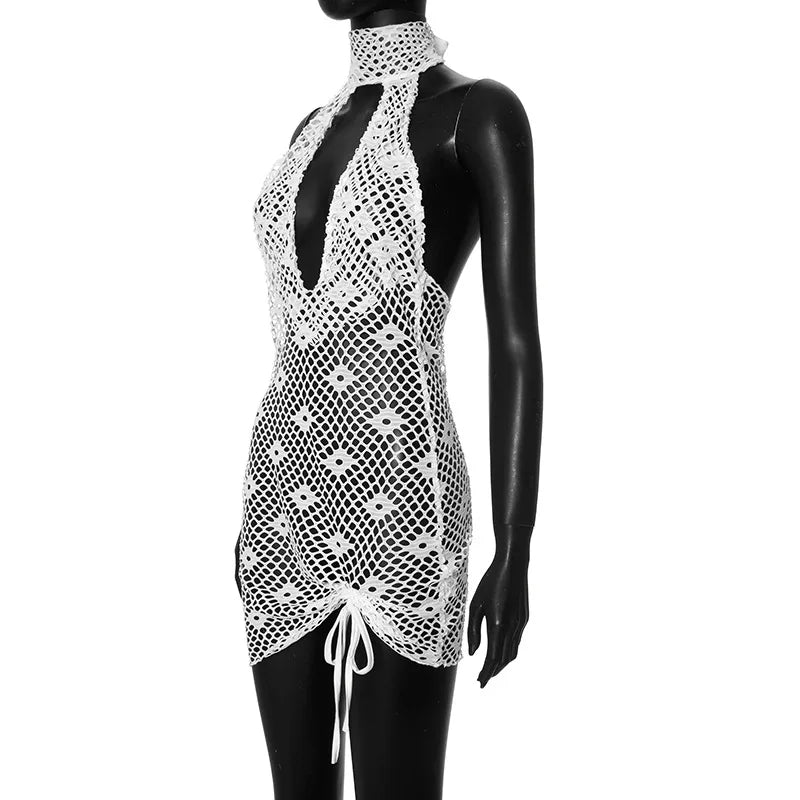 Levoire | Robe Mini V-Décolleté En Maille Åpen