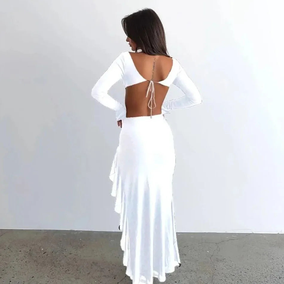 Levoire | Sans Manches Robe Asymétrique Dos Nu Taille Haute