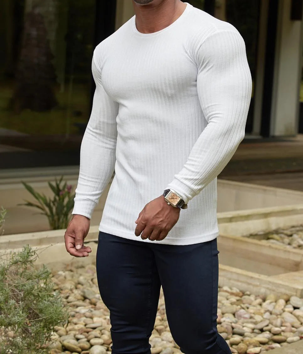 Levoire | Pull En Tricot Ajusté Avec Motif En Torsades Pour Hommes Blanc