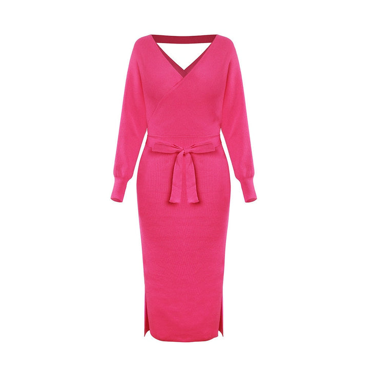 Levoire | Robe Tricotée Col V Slim Rose