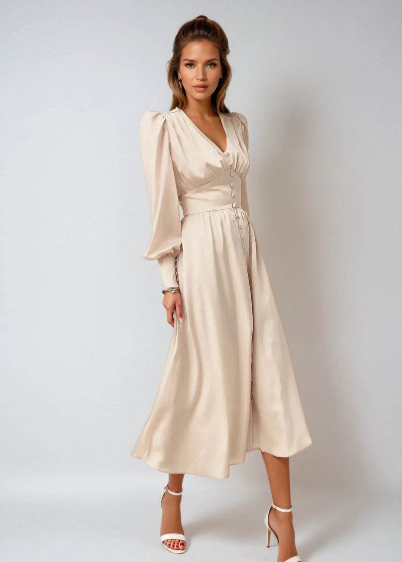 Levoire | Robe Maxi en Soie Décolleté en V pour Femmes