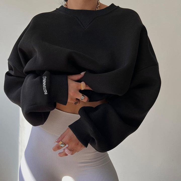 Levoire | Sweat-shirt long à col rond surdimensionné Noir