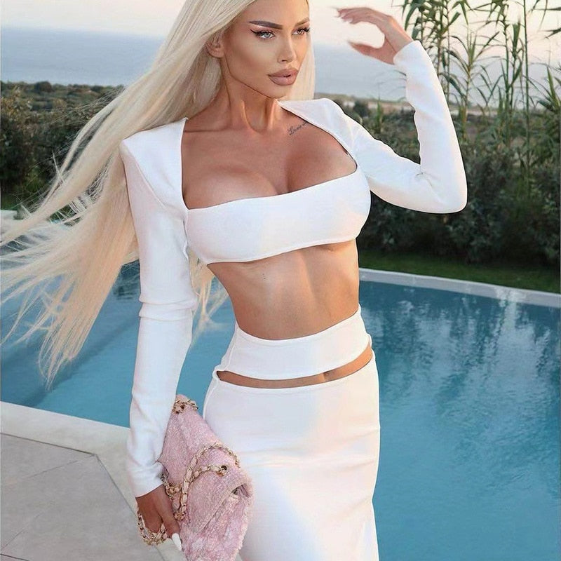 Levoire | Haut À Col Carré Et Jupe Maxi Ensemble