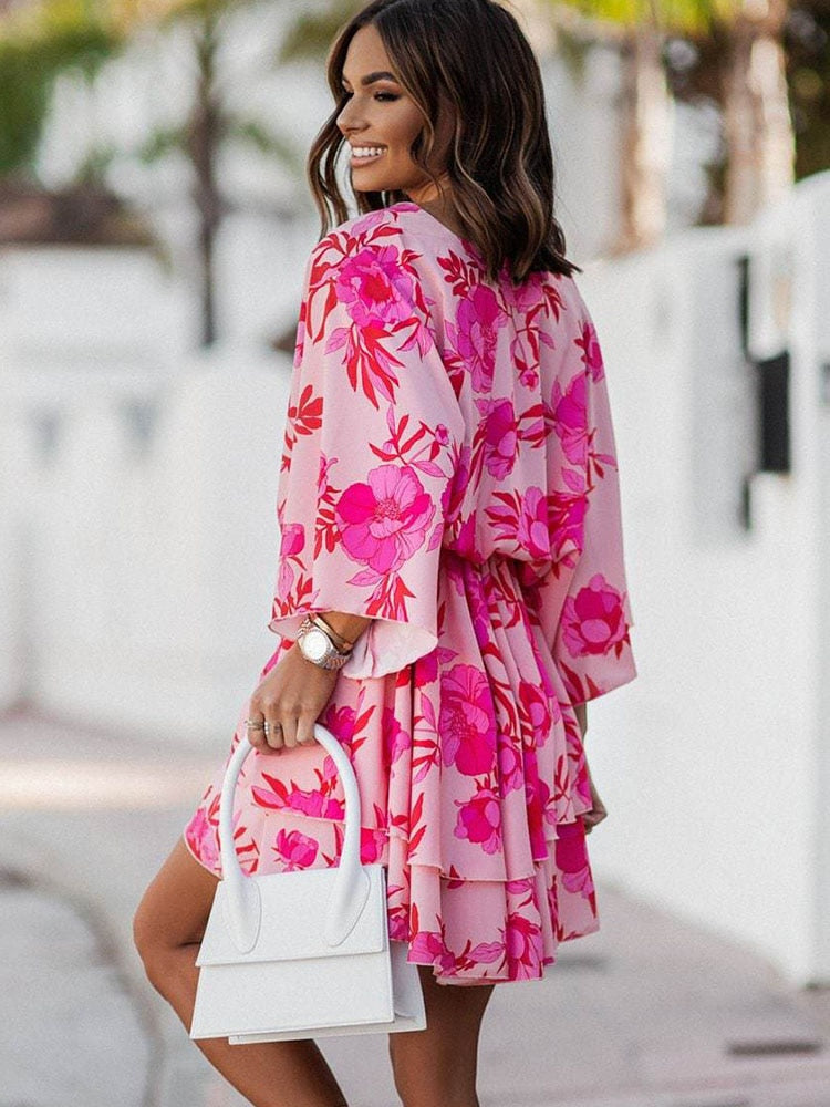 Levoire | Robe Femme Courte Avec Décolleté En V Et Manches Mi-Longues