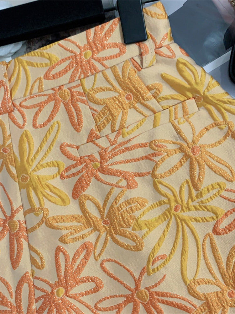 Levoire | Motif Floral Couleur Contrastante Court