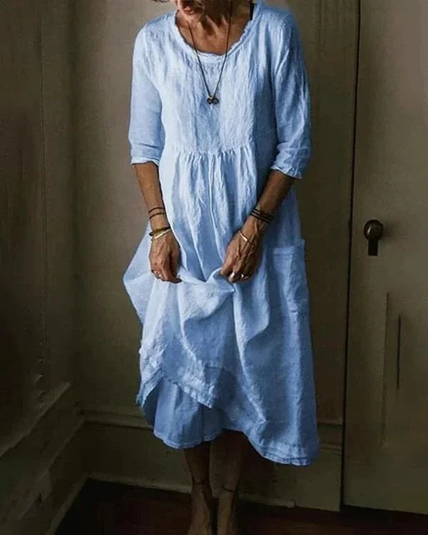 Levoire | Robe Femme Grande Taille En Coton Lin Bébé Bleu