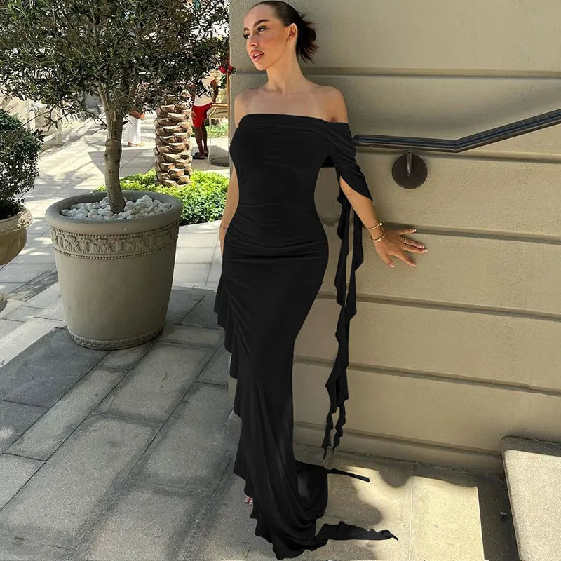 Levoire | Robes Maxi À Fente Haute Froncées