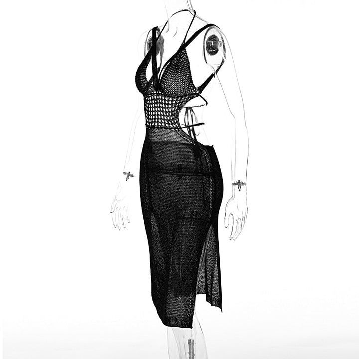 Levoire | Robe Midi Sans Manches Avec Ouverture Au Crochet Et Fente Latérale