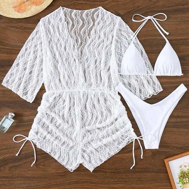Levoire | Ensemble De Plage Combinaisons Avec Bikini Blanc