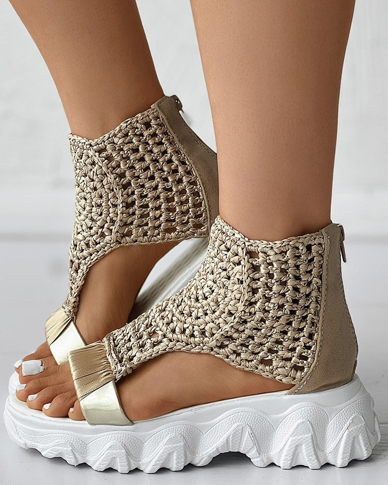 Levoire | Sandales Compensées En Crochet Élégantes Pour Femmes