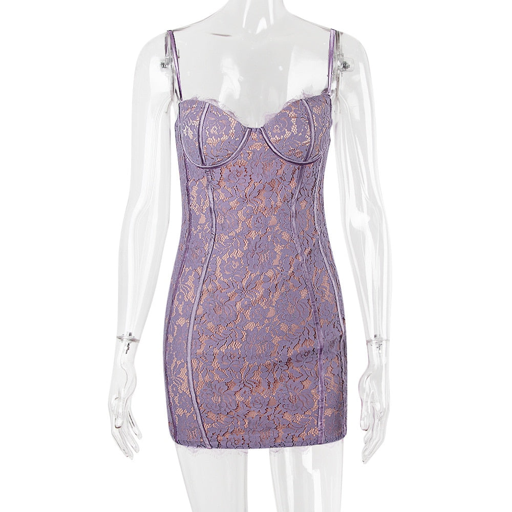Levoire | Robe Mini Sans Manches Lilas Blondes Dos Nu