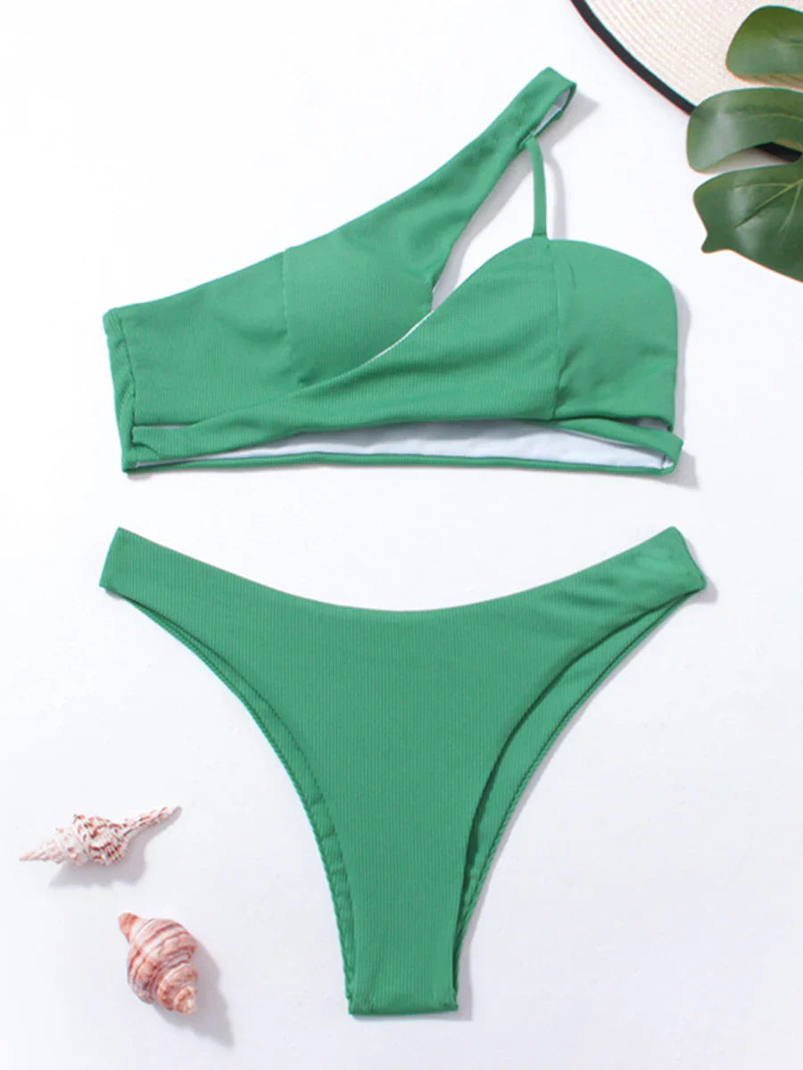 Levoire | Deux Pièces Maillot De Bain Asymétrique Vert