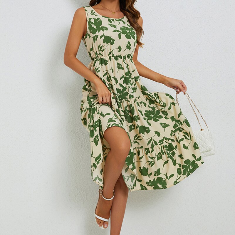 Levoire | Robe Midi À Fleurs Coupe Elegante Femmes