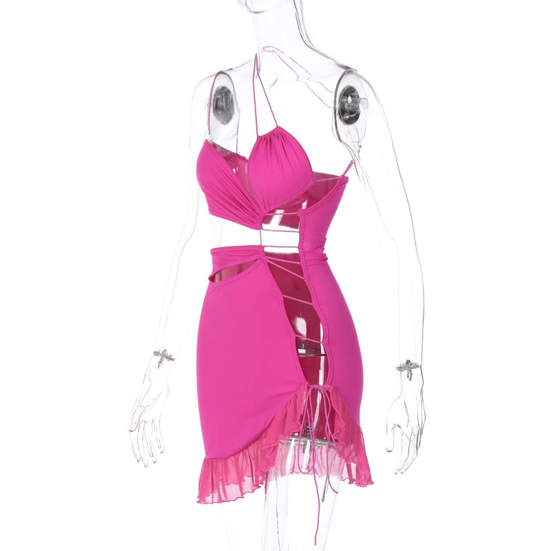 Levoire | En Épaule Découpe Arrière Pour Robes Mini À Volants