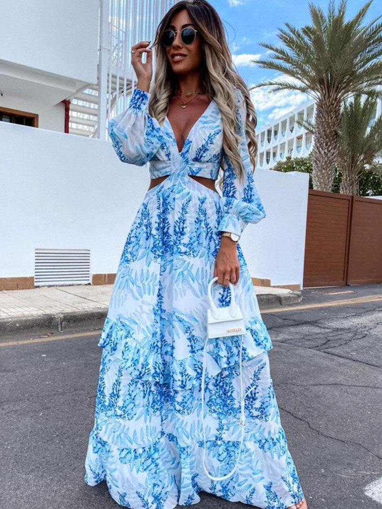 Levoire | Robe maxi avec décolleté Bleu