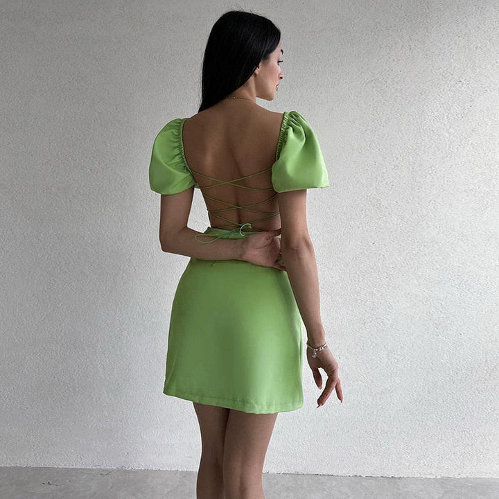 Levoire | Manchette Bouffante Ouverture Au Dos Robe Mini