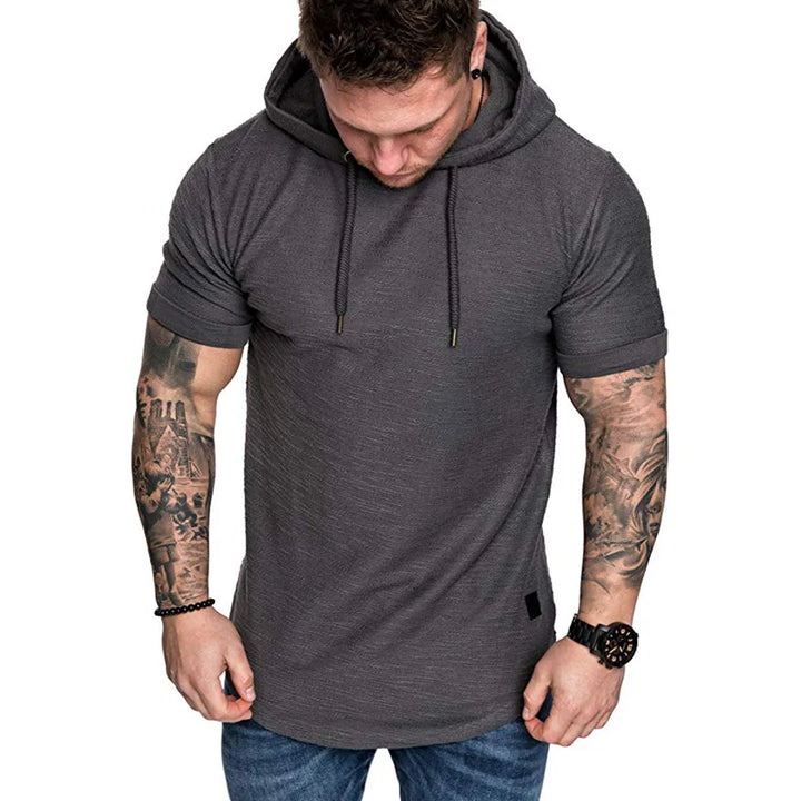 Levoire | Sweat à Capuche Homme Manches Courtes avec Cordon Gris foncé