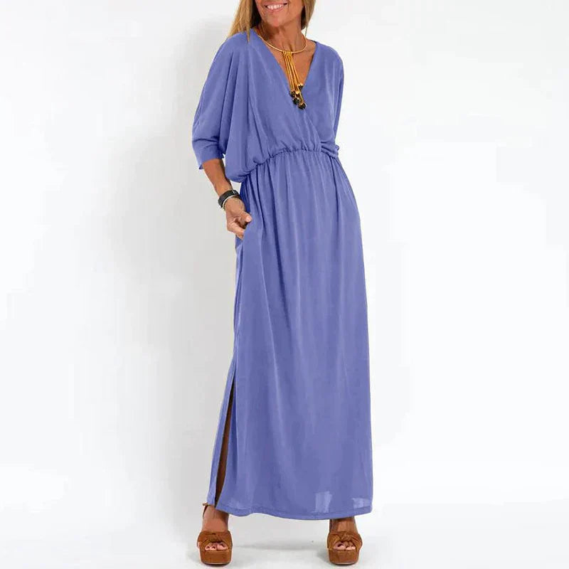 Levoire | Robe Longue Avec Fente Latérale Et Ceinture À La Taille Lilas