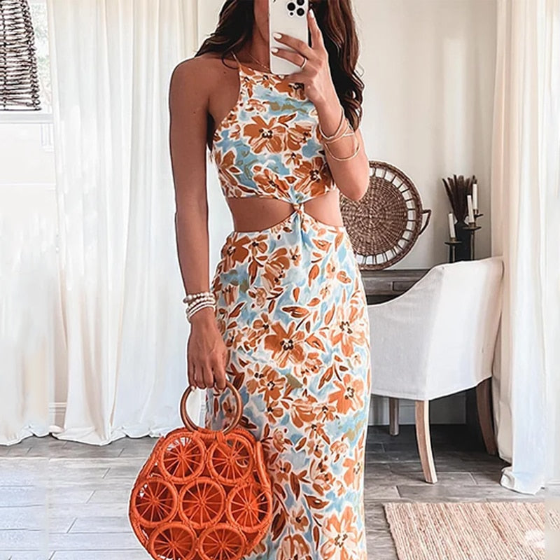 Levoire | Imprimé Floral Col Délesté Off-Shoulder Maxi Robe