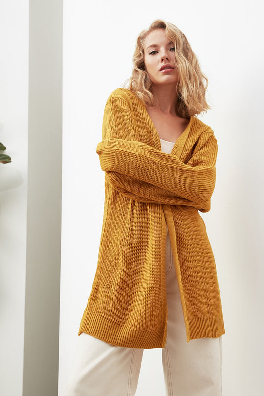 Levoire | Rento Gilet Tricot à Manches Longues Ouvert Jaune