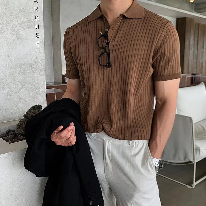 Levoire | Luxe Retro Tricot T-Shirt À Manches Courtes Braun