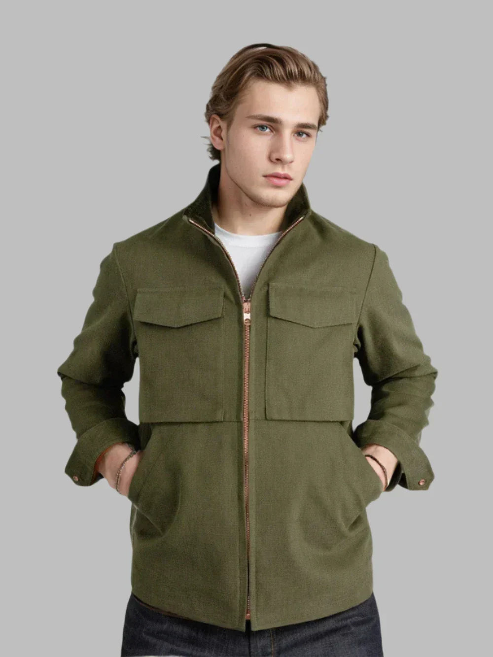 Levoire | Chic Veste Pour Hommes Avec Plusieurs Poches Vert olive