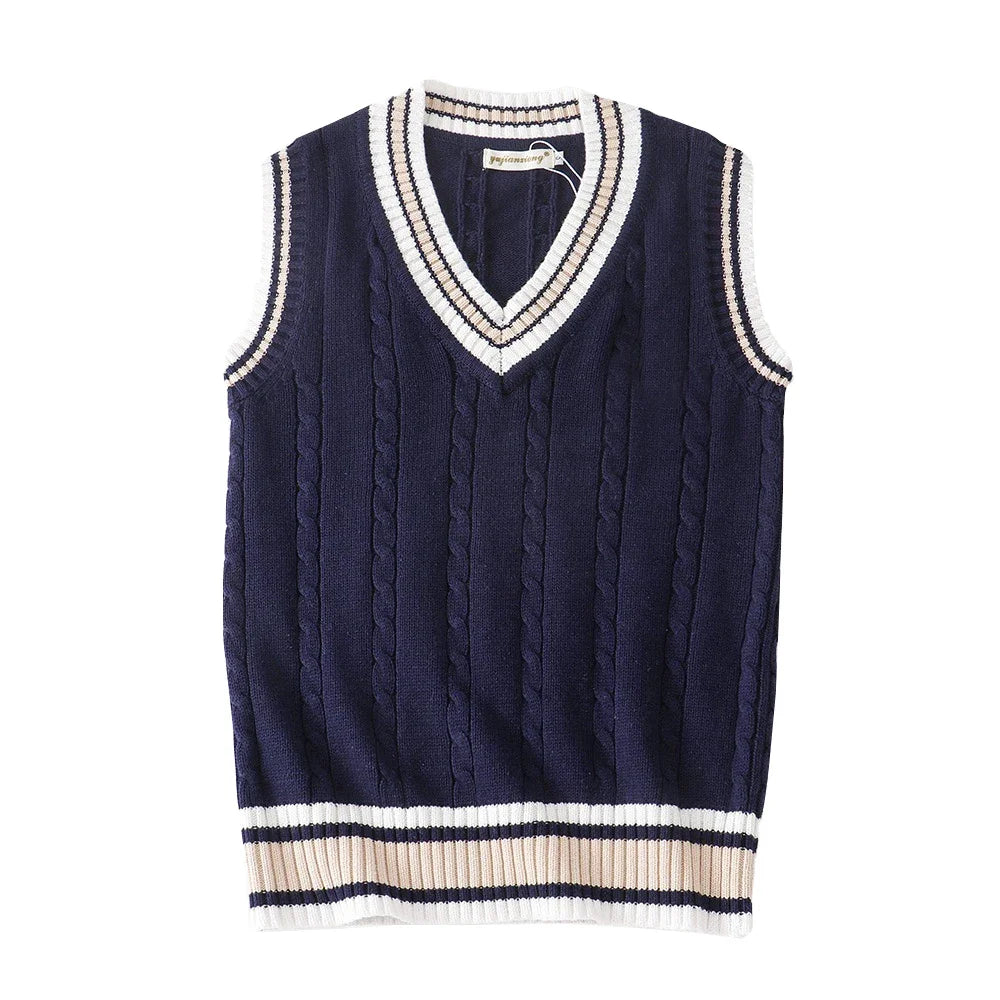 Levoire | Gilet En Maille Pour Homme Au Style Rétro Preppy Bleu