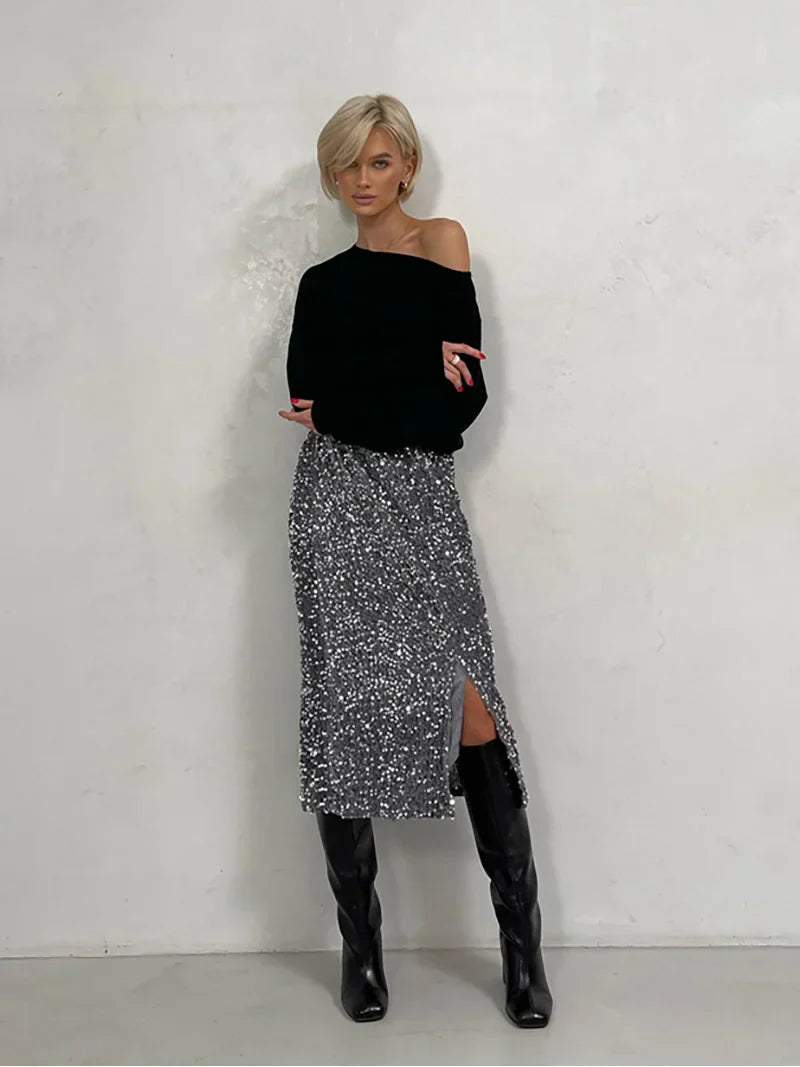 Levoire | Jupe Midi Moderne Tendance Pour Femmes Avec Décolleté
