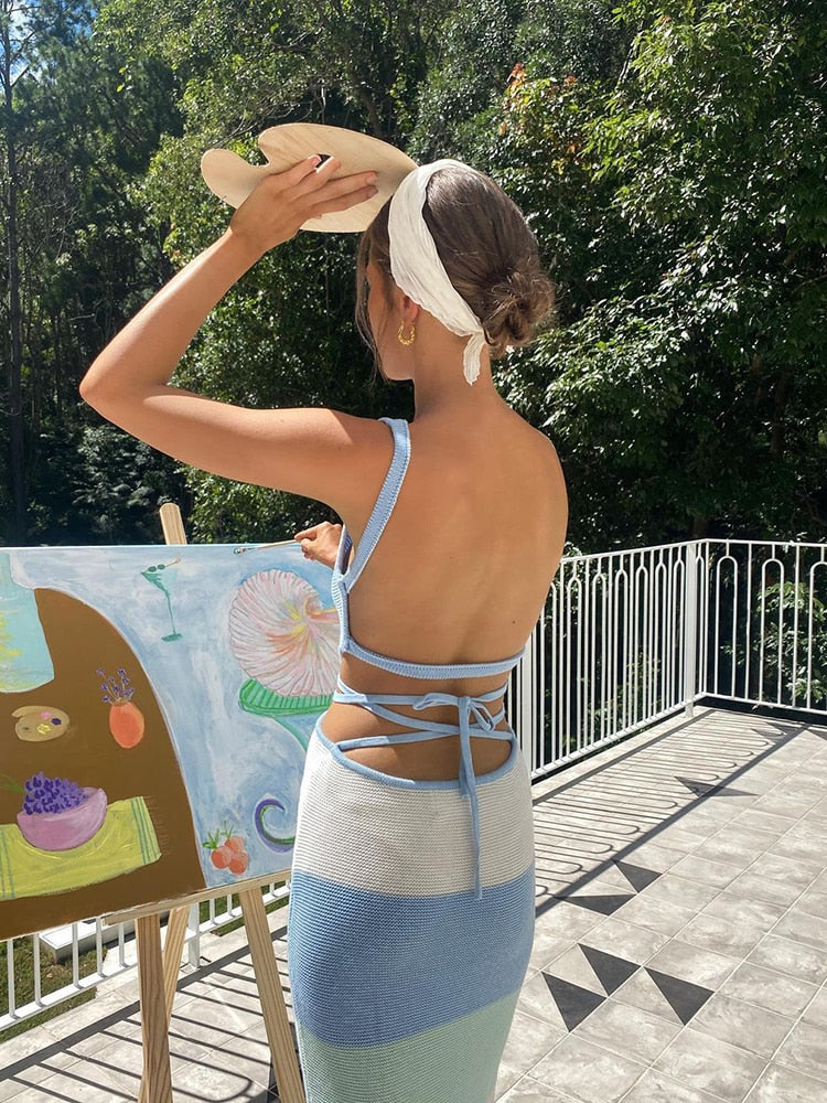 Levoire | Robe maxi dos nu Bleu