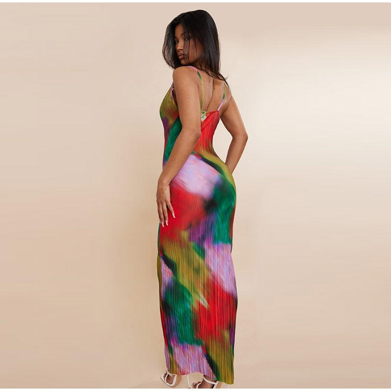 Levoire | Robe Maxi Plissée Imprimée Batik