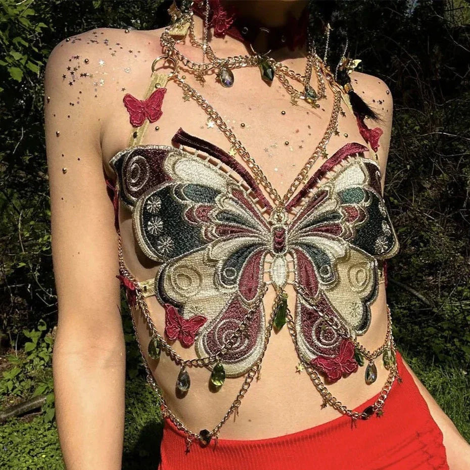 Levoire | Haut Court Papillon Brodé Y2K Mélangé