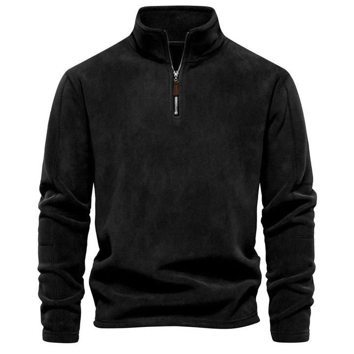 Levoire | Premium Décontracté Pullover En Fleece Avec Fermeture Éclair Et Col Noir