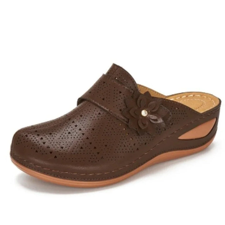 Levoire | Sandales Plättikät À Bout Fermé Avec Motif Floral Café