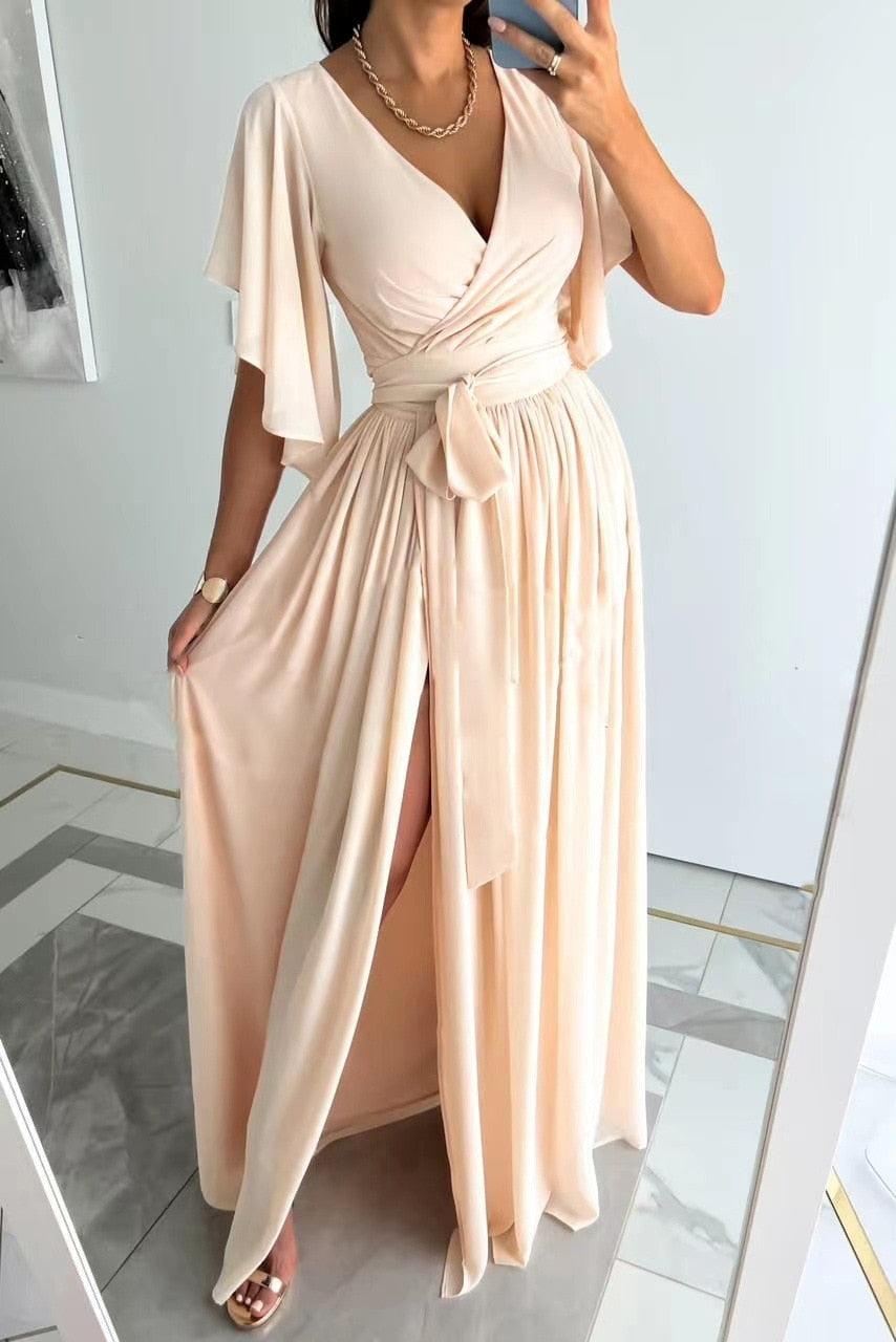 Levoire | Robe Maxi Avec Fente Beige