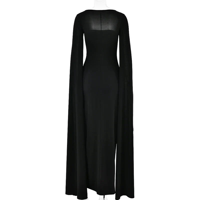 Levoire | Robe Longue À Manches Cape Avec Fente