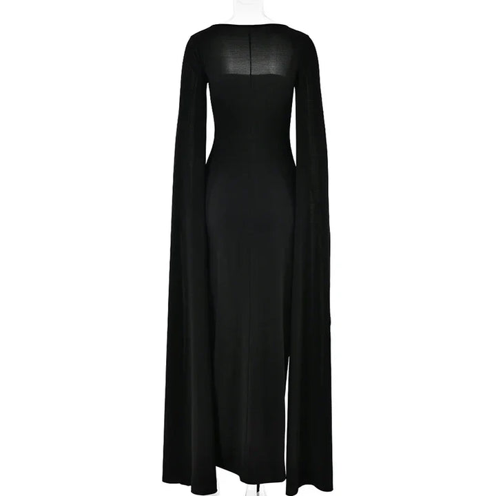 Levoire | Robe Longue À Manches Cape Avec Fente