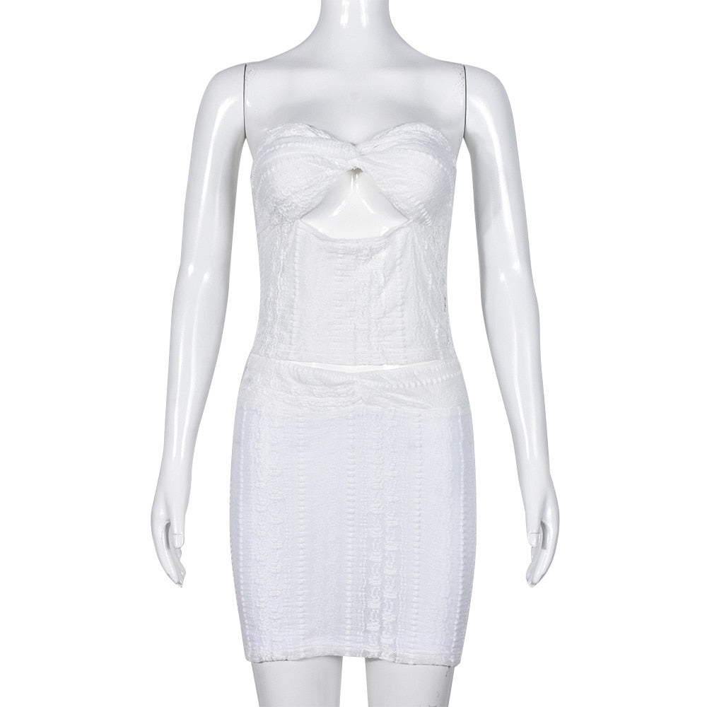 Levoire | Spiss-Hollow-Sans Bretelles Crop Top & Minijupe Ensemble