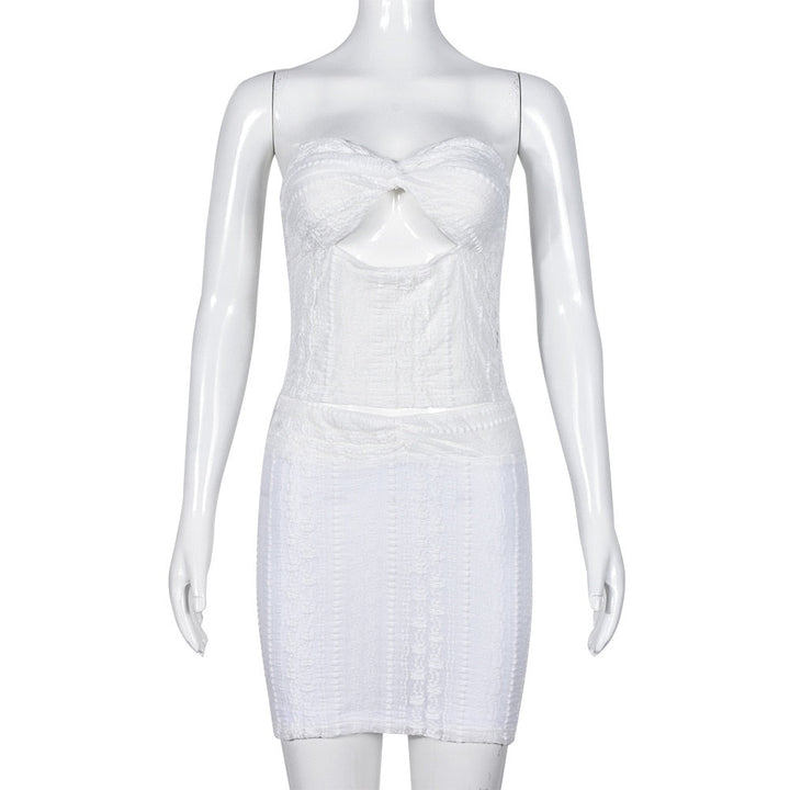 Levoire | Spiss-Hollow-Sans Bretelles Crop Top & Minijupe Ensemble