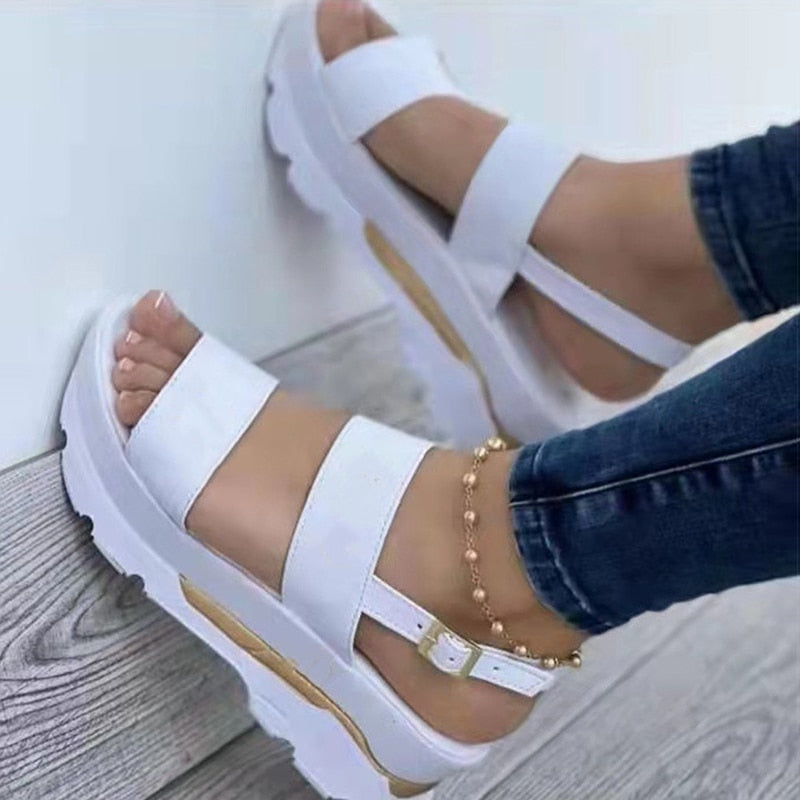 Levoire | Sandales Confortables Pour Femmes Avec Talon Blanc