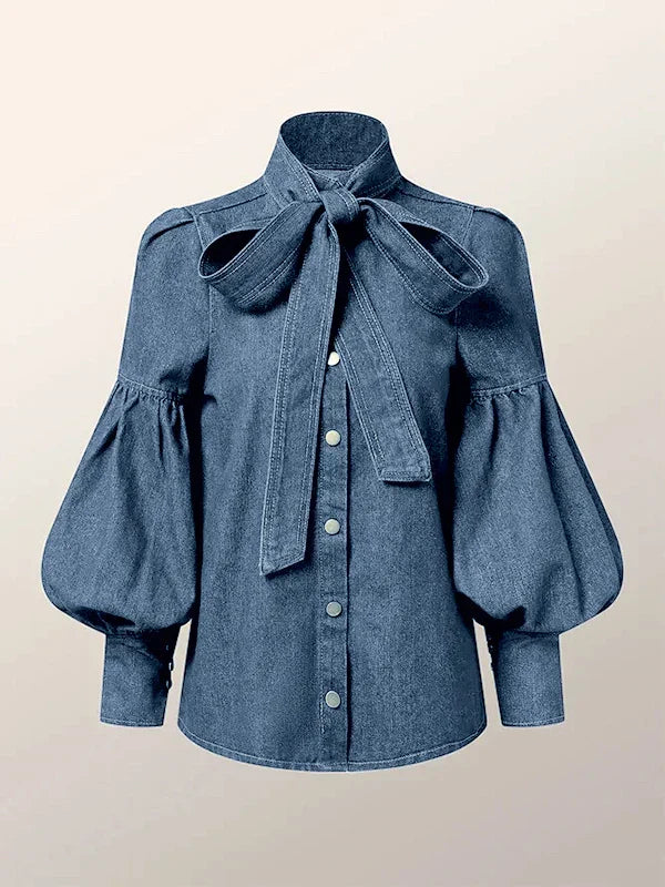 Levoire | Top En Denim Bouffant Bleu clair