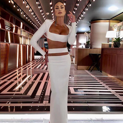 Levoire | Haut À Col Carré Et Jupe Maxi Ensemble