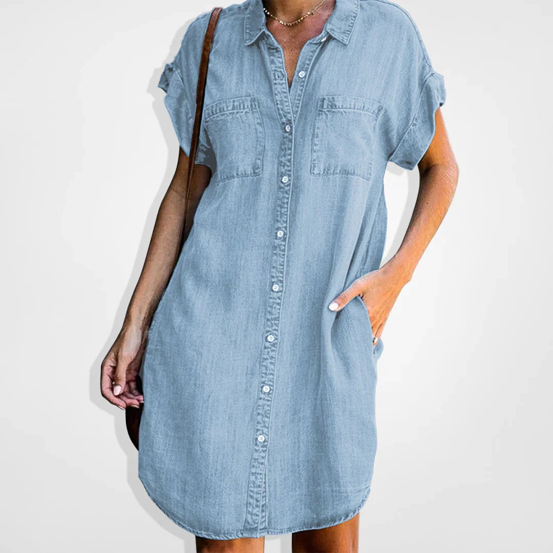 Levoire | Robe En Denim Decontractee Avec Une Touche Moderne Bleu clair